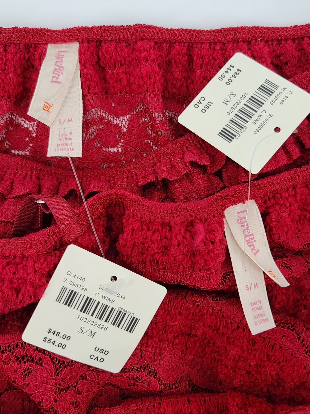 Anthropologie's LyreBird Red Lace Ruffled Two-Piece Set Size S/M - Picture 9 of 9